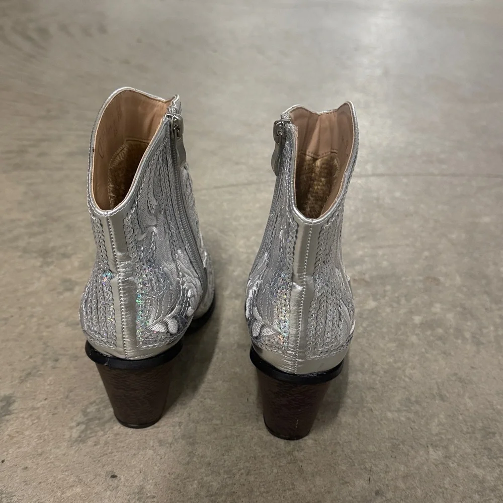Helen's Heart HELEN'S HEART SHORT SILVER SEQUINS COWBOY BOOTS
